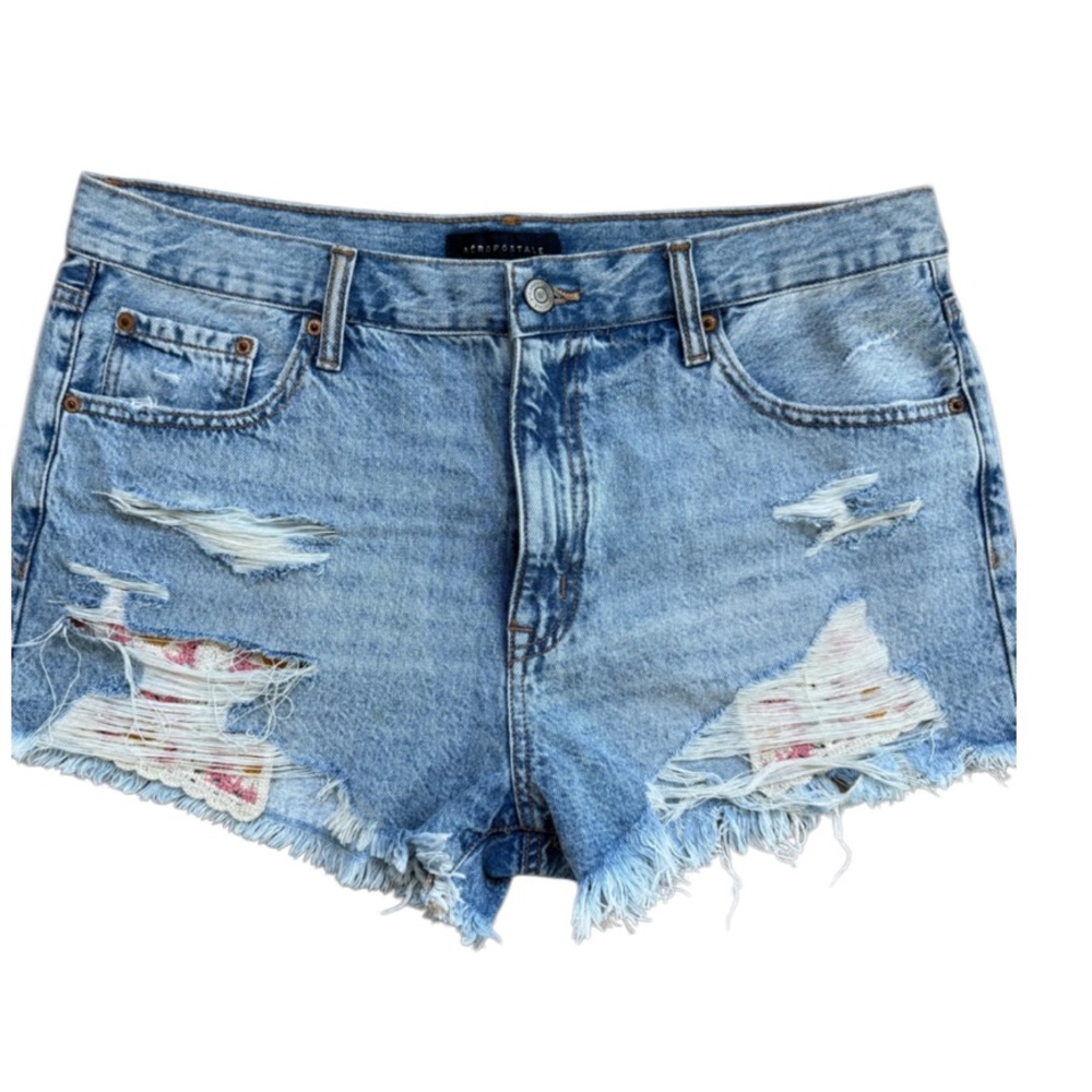 Aeropostale Vintage High Rise Shorty Denim Cutoff Shorts Size 14
